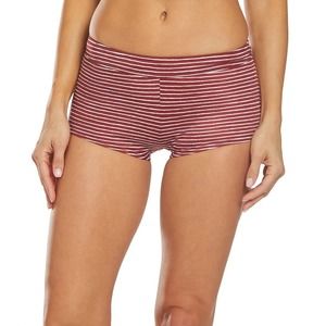 Prana Rusted Roof Stripe Swim Shorts Large Burgundy Red Board Shorts